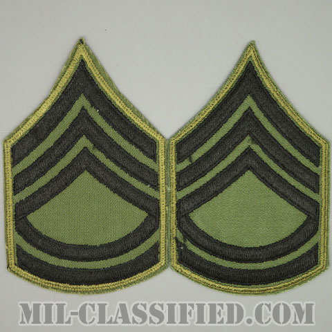 一等軍曹（Sergeant First Class (SFC)）[サブデュード（カーキ縁）/カットエッジ/階級章/パッチ/ペア（2枚1組）/1点物]の画像