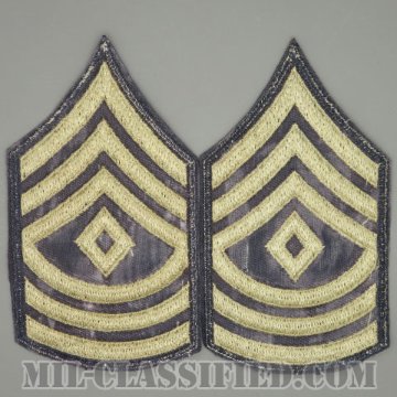 先任曹長（First Sergeant）[ツイル生地刺繍タイプ/カットエッジ/階級章（1942-1948）/パッチ/ペア2枚1組/1点物]画像