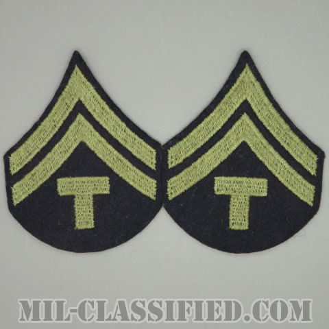 技術軍曹 (T/5)（Technician 5th Grade）[ウール・フェルト生地刺繍タイプ/階級章（1942-1948）/パッチ/ペア（2枚1組）/1点物]の画像