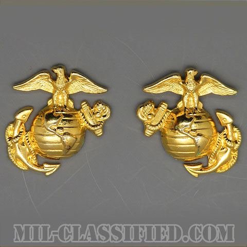 海兵隊デバイス章 (下士官用)（Enlisted Collar Badge）[カラー/鏡面仕上げ/襟章バッジ/ペア（2個1組）/中古1点物]の画像