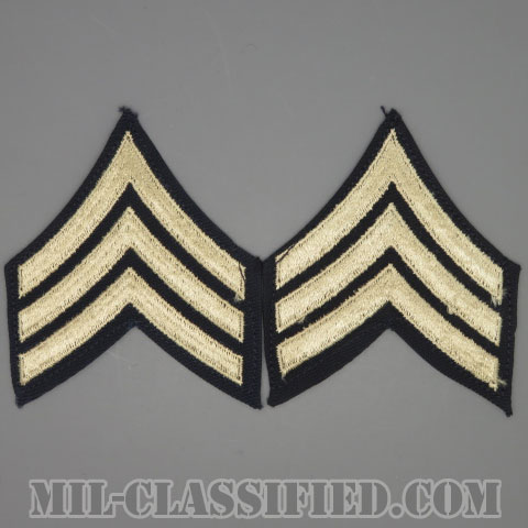軍曹（Sergeant (SGT)）[ツイル生地刺繍タイプ/階級章（1942-1948）/パッチ/ペア（2枚1組）/1点物]の画像