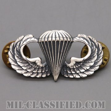 空挺章 (ベーシック)（Parachutist Badge, Basic）[カラー/1960s/燻し銀（銀張り・Silver Filled）/バッジ/中古1点物]画像