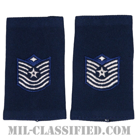 先任曹長（First Sergeant (E-7)）[空軍ブルー/ショルダー階級章（-1991）/ショートサイズ肩章/ペア（2枚1組）]画像