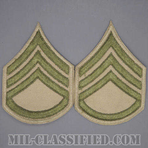 二等軍曹（Staff Sergeant (SSG)）[ツイル生地刺繍タイプ/カーキ/カットエッジ/階級章（1942-1948）/パッチ/ペア2枚1組]画像