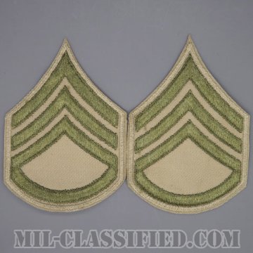 二等軍曹（Staff Sergeant (SSG)）[ツイル生地刺繍タイプ/カーキ/カットエッジ/階級章（1942-1948）/パッチ/ペア2枚1組]画像