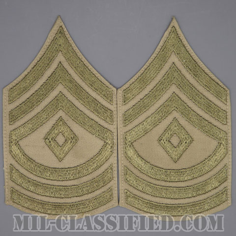 先任曹長（First Sergeant）[ツイル生地刺繍タイプ/カーキ/階級章（1942-1948）/パッチ/ペア2枚1組]画像