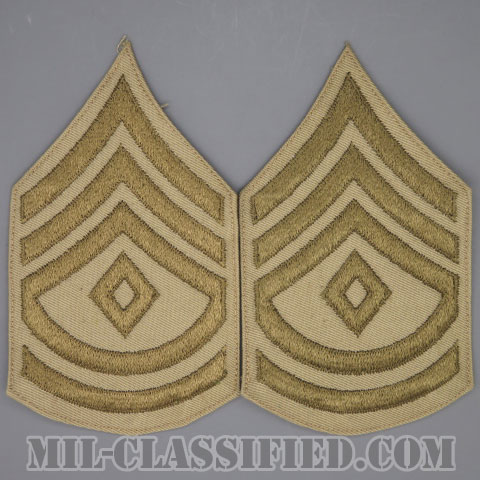 先任曹長（First Sergeant）[ツイル生地刺繍タイプ/カーキ/階級章（1920-1942）/パッチ/ペア2枚1組/1点物]の画像
