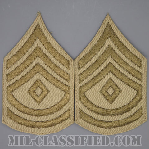 先任曹長（First Sergeant）[ツイル生地刺繍タイプ/カーキ/階級章（1920-1942）/パッチ/ペア2枚1組/1点物]画像