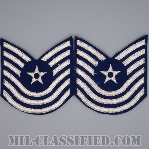 曹長（Master Sergeant）[カラー/フェルト生地刺繍タイプ/カットエッジ/空軍階級章/Large（男性用）/パッチ/ペア2枚1組]の画像