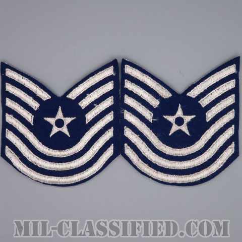 曹長（Master Sergeant）[カラー/フェルト生地刺繍タイプ/カットエッジ/空軍階級章/Large（男性用）/パッチ/ペア2枚1組]画像