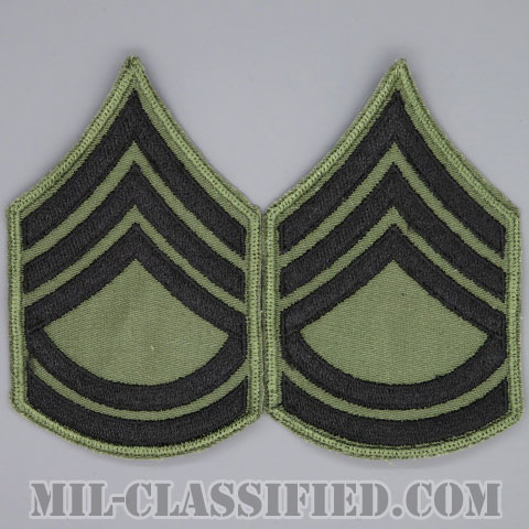一等軍曹（Sergeant First Class (SFC)）[サブデュード（グリーン縁）/カットエッジ/階級章/パッチ/ペア（2枚1組）/1点物]の画像