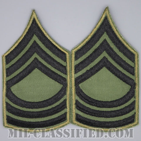 曹長（Master Sergeant (MSG)）[サブデュード（カーキ縁）/カットエッジ/階級章/パッチ/ペア（2枚1組）]画像