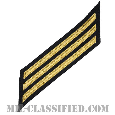 年功章 3連(勤続12年)（Service Stripe, Hash Mark）[ネイビーブルー（ゴールド）/海軍サービスストライプ（ハッシュマーク）/男性用（E7-E9 CPO）/パッチ]画像