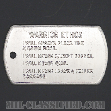 陸軍の価値観・戦士の精神（Army Values & Warrior Ethos, GTA 22-06-005）[ドッグタグ（Dog Tag）プレート]画像