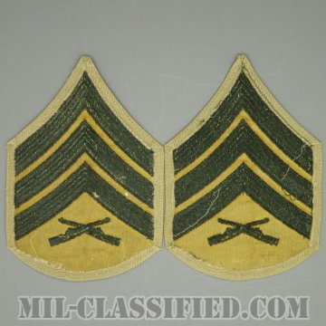 軍曹（Sergeant (Sgt)）[グリーン・カーキ/海兵隊階級章/Large（男性用）/パッチ/ペア（2枚1組）/中古1点物]の画像