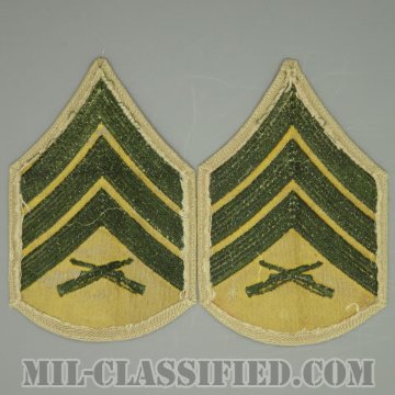 軍曹（Sergeant (Sgt)）[グリーン・カーキ/海兵隊階級章/Large（男性用）/パッチ/ペア（2枚1組）/中古1点物]の画像