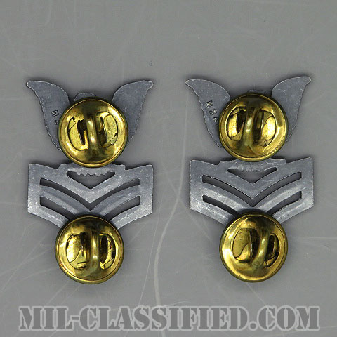 一等兵曹（Petty Officer First Class）[カラー/襟用ミニサイズ/燻し銀/階級章/バッジ/ペア（2個1組）/中古1点物]の画像