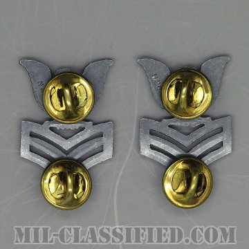一等兵曹（Petty Officer First Class）[カラー/襟用ミニサイズ/燻し銀/階級章/バッジ/ペア（2個1組）/中古1点物]の画像