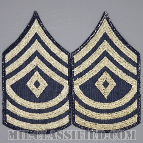 先任曹長（First Sergeant）[ツイル生地刺繍タイプ/カットエッジ/階級章（1942-1948）/パッチ/ペア2枚1組/1点物]の画像
