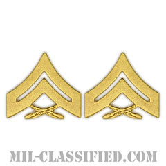 伍長（Corporal (Cpl)）[カラー（マットゴールド）/海兵隊階級章/バッジ/ペア（2個1組）]の画像