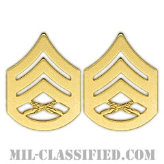 二等軍曹（Staff Sergeant (SSgt)）[カラー（マットゴールド）/海兵隊階級章/バッジ/ペア（2個1組）]の画像