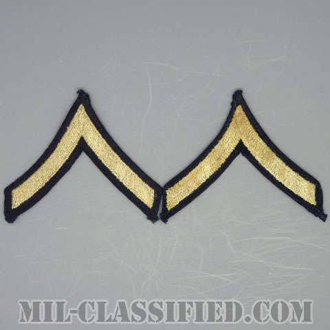 一等兵（Private First Class (PFC)）[ツイル生地刺繍タイプ/階級章（1942-1948）/パッチ/ペア（2枚1組）/中古1点物]の画像