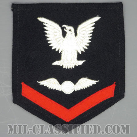 三等兵曹 航空電気技師（Aviation Electrician's Mate (AE)）[ネイビーブルー（レッド）/Male（男性用）/海軍階級章（1940s）/パッチ/1点物]の画像