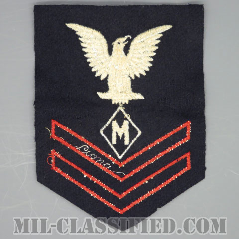 二等兵曹 郵便係（Specialist M (Mail Clerk)）[ネイビーブルー（レッド）/Male（男性用）/海軍階級章（1942-1944）/パッチ/1点物]の画像