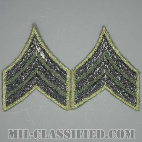 軍曹（Sergeant (SGT)）[サブデュード（カーキ縁）/カットエッジ/階級章/パッチ/ペア（2枚1組）/中古1点物]の画像