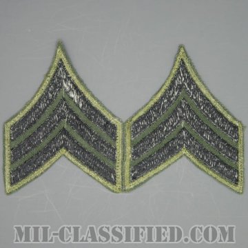 軍曹（Sergeant (SGT)）[サブデュード（カーキ縁）/カットエッジ/階級章/パッチ/ペア（2枚1組）/中古1点物]の画像