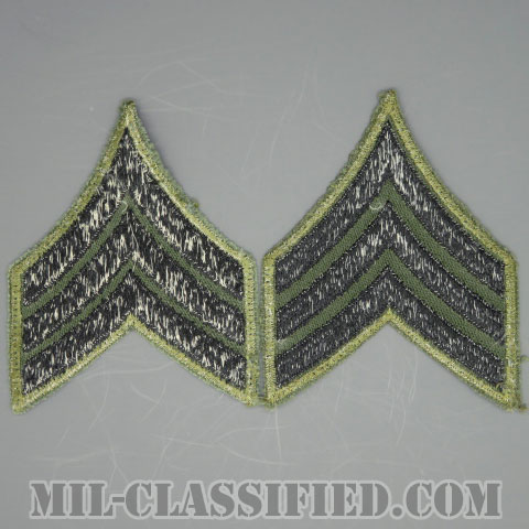 軍曹（Sergeant (SGT)）[サブデュード（カーキ縁）/カットエッジ/階級章/パッチ/ペア（2枚1組）/中古1点物]の画像