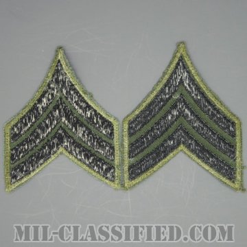 軍曹（Sergeant (SGT)）[サブデュード（カーキ縁）/カットエッジ/階級章/パッチ/ペア（2枚1組）/中古1点物]の画像
