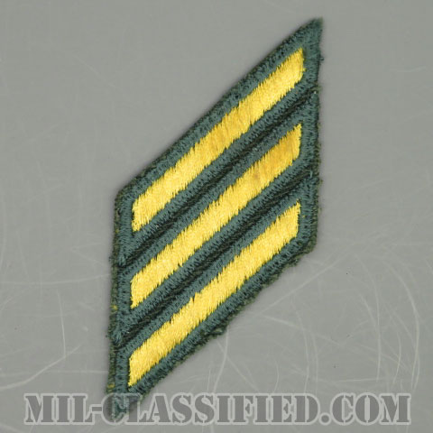 年功章 3連(勤続9年)（Service Stripe）[カラー（グリーン）/カットエッジ/男性用/パッチ/中古1点物]の画像