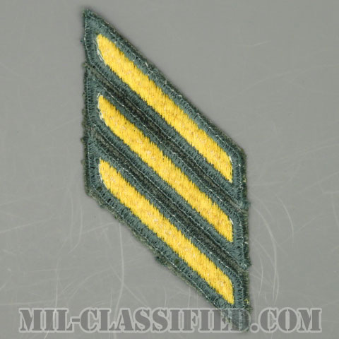 年功章 3連(勤続9年)（Service Stripe）[カラー（グリーン）/カットエッジ/男性用/パッチ/中古1点物]の画像