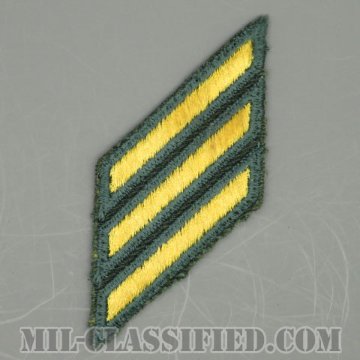年功章 3連(勤続9年)（Service Stripe）[カラー（グリーン）/カットエッジ/男性用/パッチ/中古1点物]の画像