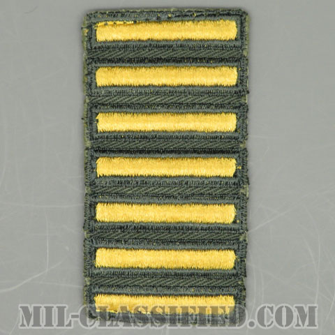 海外勤務(派遣)章 7連(勤続3年6ヶ月)（Overseas Service Bar）[カラー（グリーン）/カットエッジ/男性用/パッチ/中古1点物]の画像