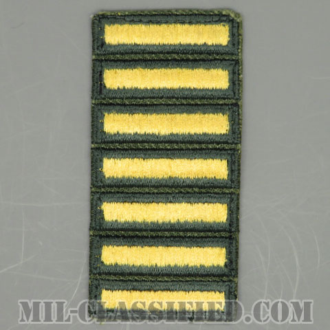 海外勤務(派遣)章 7連(勤続3年6ヶ月)（Overseas Service Bar）[カラー（グリーン）/カットエッジ/男性用/パッチ/中古1点物]の画像