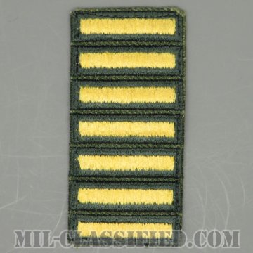 海外勤務(派遣)章 7連(勤続3年6ヶ月)（Overseas Service Bar）[カラー（グリーン）/カットエッジ/男性用/パッチ/中古1点物]の画像