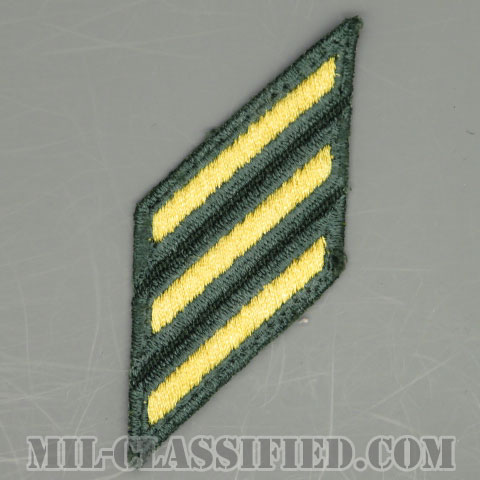 年功章 3連(勤続9年)（Service Stripe）[カラー（グリーン）/カットエッジ/男性用/パッチ/中古1点物]の画像