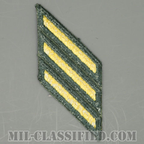年功章 3連(勤続9年)（Service Stripe）[カラー（グリーン）/カットエッジ/男性用/パッチ/中古1点物]の画像