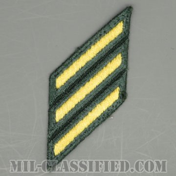 年功章 3連(勤続9年)（Service Stripe）[カラー（グリーン）/カットエッジ/男性用/パッチ/中古1点物]の画像