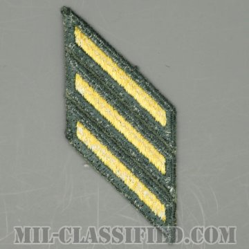 年功章 3連(勤続9年)（Service Stripe）[カラー（グリーン）/カットエッジ/男性用/パッチ/中古1点物]の画像