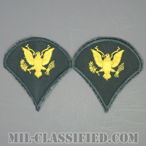 特技兵 (SP4)（Specialist 4）[カラー（グリーン）/男性用/カットエッジ/階級章（1959-）/パッチ/中古1点物（ペア2枚1組）]の画像