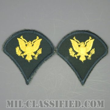 特技兵 (SP4)（Specialist 4）[カラー（グリーン）/男性用/カットエッジ/階級章（1959-）/パッチ/中古1点物（ペア2枚1組）]の画像