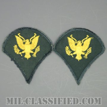 特技兵 (SP4)（Specialist 4）[カラー（グリーン）/男性用/カットエッジ/階級章（1959-）/パッチ/中古1点物（ペア2枚1組）]の画像