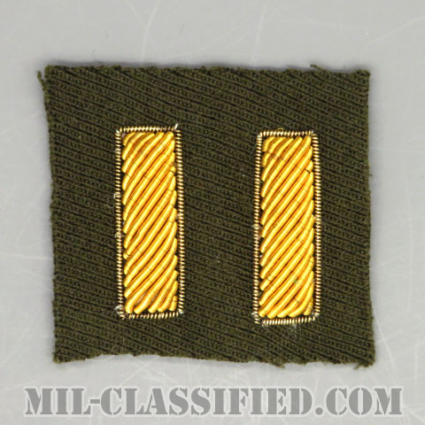 少尉（Second Lieutenant (2LT)）[カラー/ギャバジン生地/モール刺繍/階級章/パッチ/ペア（2枚1組）/1点物]の画像