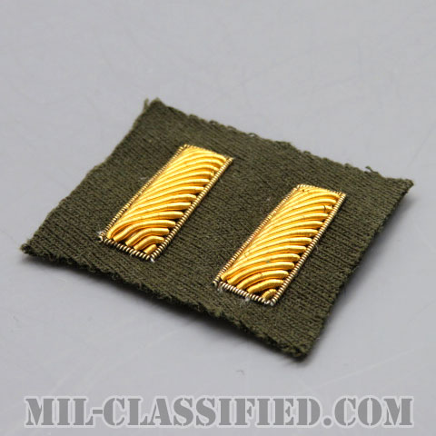 少尉（Second Lieutenant (2LT)）[カラー/ギャバジン生地/モール刺繍/階級章/パッチ/ペア（2枚1組）/1点物]の画像