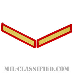 年功章 1連(勤続4年)（Service Stripe, Hash Mark）[ゴールド・レッド/海兵隊サービスストライプ（ハッシュマーク）/Large（男性用）/パッチ/ペア（2枚1組）]の画像