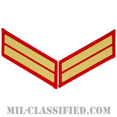 年功章 2連(勤続8年)（Service Stripe, Hash Mark）[ゴールド・レッド/海兵隊サービスストライプ（ハッシュマーク）/Large（男性用）/パッチ/ペア（2枚1組）]の画像