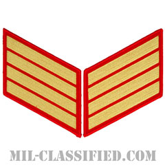 年功章 4連(勤続16年)（Service Stripe, Hash Mark）[ゴールド・レッド/海兵隊サービスストライプ（ハッシュマーク）/Large（男性用）/パッチ/ペア（2枚1組）]の画像